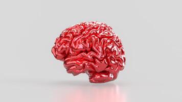 Red Brain on white background for sci or medical concept 3d Rendering. . photo