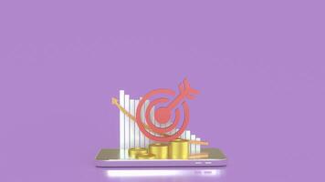 Target and chart on mobile for Business concept 3d Rendering. photo