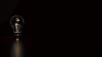 Light bulb on Black background for creative concept 3d Rendering. photo
