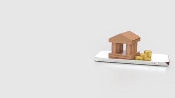 The Bank and coins for earn or Business concept 3d Rendering. photo