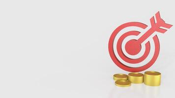 The Red target and gold coins for Business concept 3d Rendering. photo