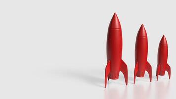 Red rocket on white Background 3d Rendering . photo