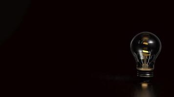 The Light bulb on Black background for creative concept 3d Rendering. photo