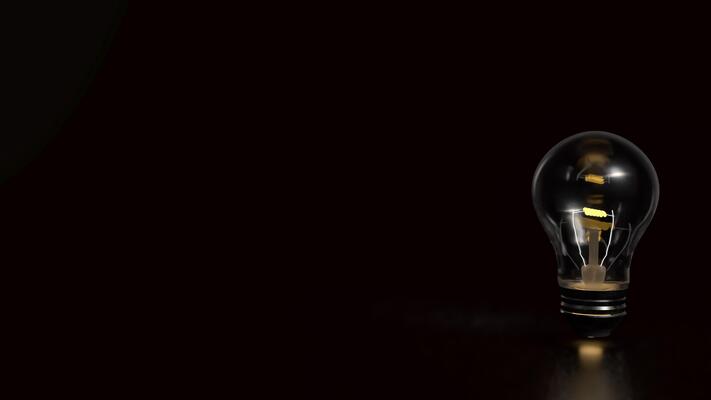 The Light bulb on Black background for creative concept 3d Rendering.