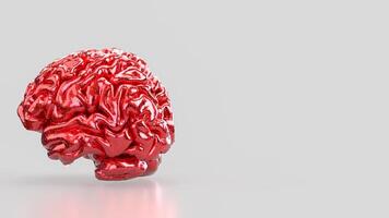 Red Brain on white background for sci or medical concept 3d Rendering. photo