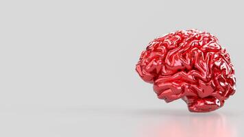 The Red Brain on white background for sci or medical concept 3d Rendering. photo