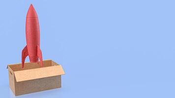 Red rocket in Box for Startup concept 3d rendering. photo