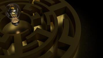 Light bulb and maze for creative concept 3d Rendering . photo