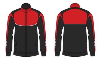 Red and black tracksuit mockup front and back view vector