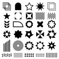 Collection of abstract y2k geometric elements different shapes vector