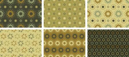 Abstract floral seamless pattern. Asian design with different colour Shapes. Oriental background. Traditional elements. Decorative mediterranean eastern ornaments on green background. vector