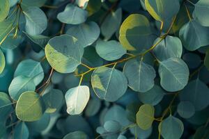 Eucalyptus leaves creating a calming natural background photo