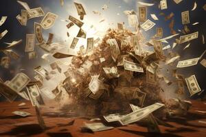 Money explosion creating abundance and wealth photo