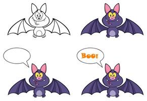 Cartoon Halloween Bats With Speech Bubbles And Boo Text vector