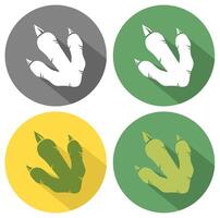 Set Of Monster Or Dinosaur Tracks In Flat Round Badge Style vector