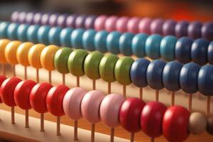 Colorful abacus showing calculating and counting concept photo