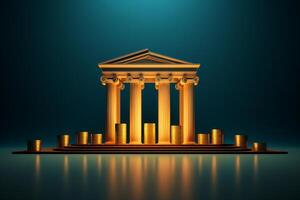 Golden bank building symbolizing financial growth and prosperity photo