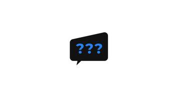 Speech bubble with three bold question marks 2D cartoon object animation. FAQ. Inquiry, confusion, help request. Communication. Dialog box animated flat colorful item 4K isolated on white video