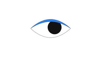 Stylized eye pupil movement and blinking 2D cartoon object animation. Glance, looking. Vision, monitoring, surveillance. Watch icon. Sight animated flat colorful item 4K isolated on white video