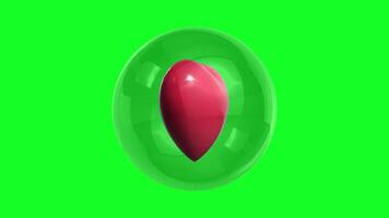 Animated 3d Red Heart icon on Green screen background. Symbol of Cardiogram and Medical diagnostics in Ultra 3D. Animated 3d Love icon video