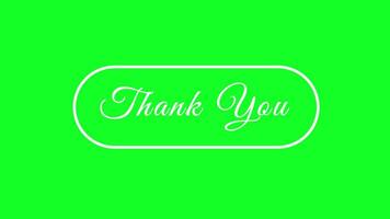 Animated thank you text effect with rounded rectangle in green background. video