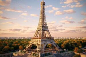 Eiffel tower standing tall in paris during a colorful sunset photo