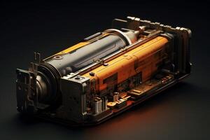 Futuristic device exposing complex circuitry and engineering photo