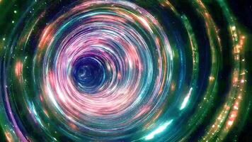 3d render abstract green tunnel with particle , circle and line video