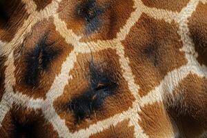 Close up of giraffe skin showing unique pattern and texture photo