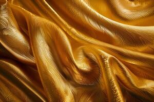 Golden fabric flowing smoothly creating elegant folds and textures photo
