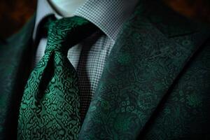 Elegant green suit and tie creating a stylish and sophisticated look photo
