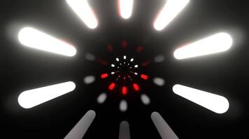 Red and White Round Tunnel with Neon Glowing Lights Background VJ Loop in 4K video