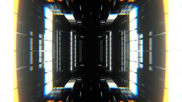 White Cyber Tunnel with Glowing Neon Squares Background VJ Loop in 4K video