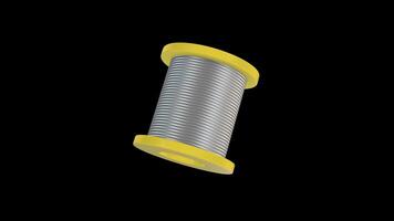 Solder Wire Spool Rotating on a Transparent Background. Seamless Loop. 4K video