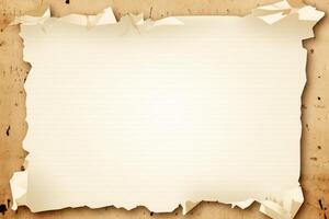 Blank lined paper with torn edges on grunge background emphasizing copy space photo