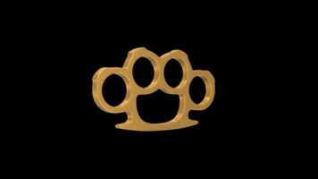 Brass Knuckles Rotating on a Transparent Background. Seamless Loop. 4K video