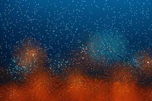 Fireworks exploding in the night sky creating a festive atmosphere photo