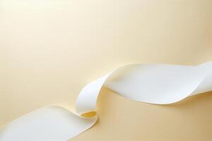 White ribbon creating a twisting path on beige background photo