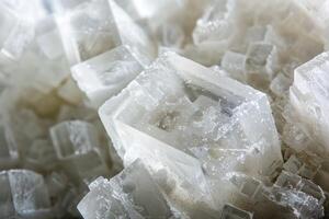 Macro close up of cubic crystal formation showing intricate details photo