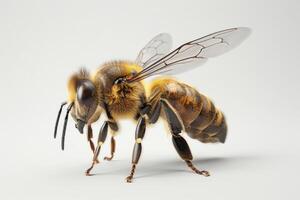 A bee is standing on a white background photo