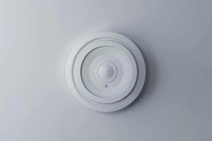 Modern ceiling lamp illuminating empty room with minimalist design photo