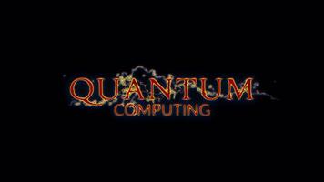Quantum Computing red neon spark lightning glitch text animation video
