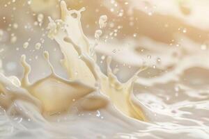 Milk splashing and creating waves and drops photo