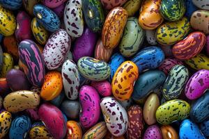 Colorful beans showing amazing variety of colors and textures creating stunning visual display photo