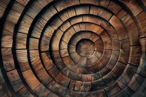 Concentric wooden blocks forming intricate circular pattern photo