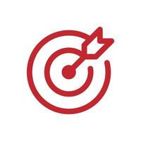 Simple target line icon in red color vector