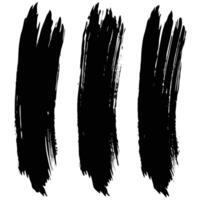 Three grunge black brush strokes paint texture background illustration vector
