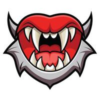 Red devil mascot cartoon with sharp teeth and horns design vector