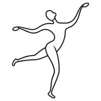 Minimalist outline of a woman dancing elegantly with arms raised in a dance pose vector