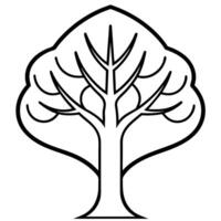 Stylized tree outline isolated on white background artistic black and white graphic vector